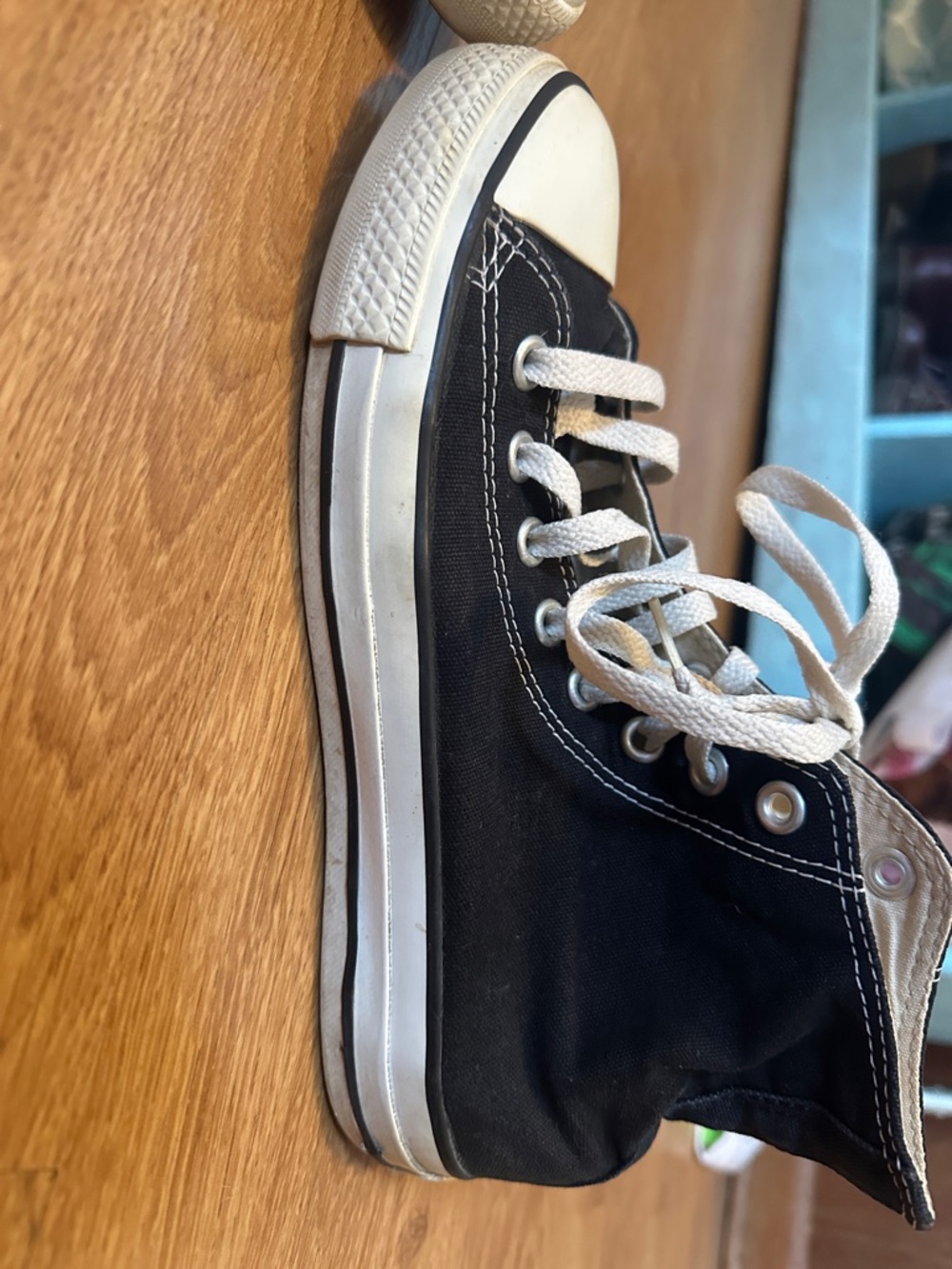 Converse Black High Top Canvas Sneakers with White Trim - Picture 12 of 16